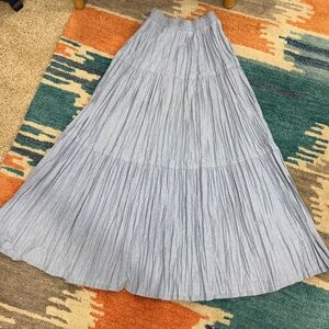 Vintage Western Midi Skirt Light Blue Denim Cotton Made in USA